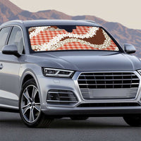 Red Hawaii Tiare and Shell Lei Auto Sun Shade Hawaiian Palaka Luxury Vibes - Polynesian Pride