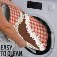 Red Hawaii Tiare and Shell Lei Bathroom Set Hawaiian Palaka Luxury Vibes - Polynesian Pride