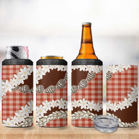 Red Hawaii Tiare and Shell Lei 4 in 1 Can Cooler Tumbler Hawaiian Palaka Luxury Vibes - Polynesian Pride
