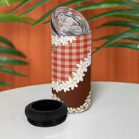 Red Hawaii Tiare and Shell Lei 4 in 1 Can Cooler Tumbler Hawaiian Palaka Luxury Vibes - Polynesian Pride