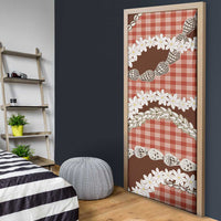 Red Hawaii Tiare and Shell Lei Door Cover Hawaiian Palaka Luxury Vibes - Polynesian Pride