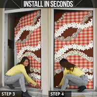 Red Hawaii Tiare and Shell Lei Door Cover Hawaiian Palaka Luxury Vibes - Polynesian Pride