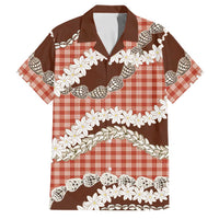 Red Hawaii Tiare and Shell Lei Family Matching Long Sleeve Bodycon Dress and Hawaiian Shirt Hawaiian Palaka Luxury Vibes LT14 Dad's Shirt - Short Sleeve Red - Polynesian Pride