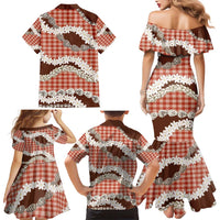 Red Hawaii Tiare and Shell Lei Family Matching Mermaid Dress and Hawaiian Shirt Hawaiian Palaka Luxury Vibes - Polynesian Pride