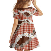 Red Hawaii Tiare and Shell Lei Family Matching Off The Shoulder Long Sleeve Dress and Hawaiian Shirt Hawaiian Palaka Luxury Vibes - Polynesian Pride