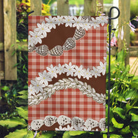 Red Hawaii Tiare and Shell Lei Garden Flag Hawaiian Palaka Luxury Vibes LT14 Garden Flag Red - Polynesian Pride