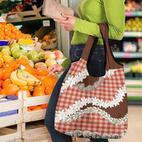 Red Hawaii Tiare and Shell Lei Grocery Bag Hawaiian Palaka Luxury Vibes - Polynesian Pride