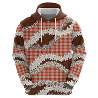 Red Hawaii Tiare and Shell Lei Hoodie Hawaiian Palaka Luxury Vibes - Polynesian Pride