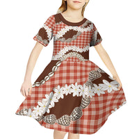 Red Hawaii Tiare and Shell Lei Kid Short Sleeve Dress Hawaiian Palaka Luxury Vibes - Polynesian Pride