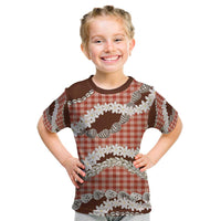 Red Hawaii Tiare and Shell Lei Kid T Shirt Hawaiian Palaka Luxury Vibes - Polynesian Pride