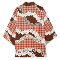 Red Hawaii Tiare and Shell Lei Kimono Hawaiian Palaka Luxury Vibes LT14 - Polynesian Pride