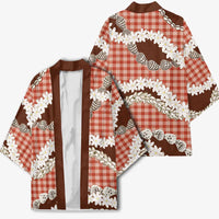 Red Hawaii Tiare and Shell Lei Kimono Hawaiian Palaka Luxury Vibes LT14 - Polynesian Pride