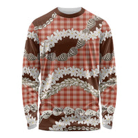 Red Hawaii Tiare and Shell Lei Long Sleeve Shirt Hawaiian Palaka Luxury Vibes - Polynesian Pride