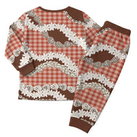 Red Hawaii Tiare and Shell Lei Christmas Pajama Set Hawaiian Palaka Luxury Vibes - Polynesian Pride