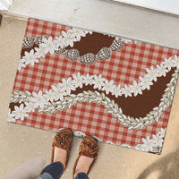 Red Hawaii Tiare and Shell Lei Rubber Doormat Hawaiian Palaka Luxury Vibes - Polynesian Pride