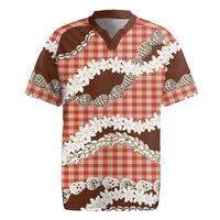 Red Hawaii Tiare and Shell Lei Rugby Jersey Hawaiian Palaka Luxury Vibes - Polynesian Pride