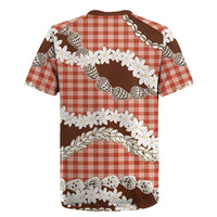 Red Hawaii Tiare and Shell Lei Rugby Jersey Hawaiian Palaka Luxury Vibes - Polynesian Pride