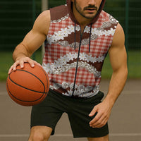 Red Hawaii Tiare and Shell Lei Sleeveless Zip Hoodie Hawaiian Palaka Luxury Vibes - Polynesian Pride