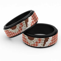 Red Hawaii Tiare and Shell Lei Spinner Ring Hawaiian Palaka Luxury Vibes LT14 Black Red - Polynesian Pride