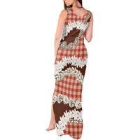 Red Hawaii Tiare and Shell Lei Tank Maxi Dress Hawaiian Palaka Luxury Vibes LT14 - Polynesian Pride