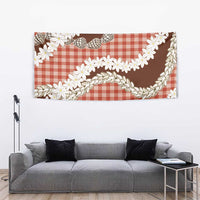 Red Hawaii Tiare and Shell Lei Tapestry Hawaiian Palaka Luxury Vibes - Polynesian Pride