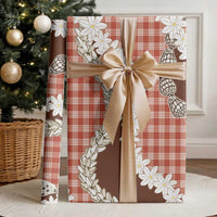 Red Hawaii Tiare and Shell Lei Wrapping Paper Hawaiian Palaka Luxury Vibes - Polynesian Pride