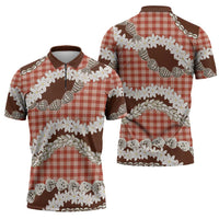 Red Hawaii Tiare and Shell Lei Zipper Polo Shirt Hawaiian Palaka Luxury Vibes - Polynesian Pride