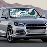 Dark Cyan Hawaii Tiare and Shell Lei Auto Sun Shade Hawaiian Palaka Luxury Vibes - Polynesian Pride