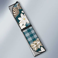 Dark Cyan Hawaii Tiare and Shell Lei Auto Sun Shade Hawaiian Palaka Luxury Vibes - Polynesian Pride