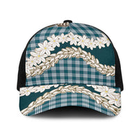 Dark Cyan Hawaii Tiare and Shell Lei Baseball Net Cap Hawaiian Palaka Luxury Vibes - Polynesian Pride