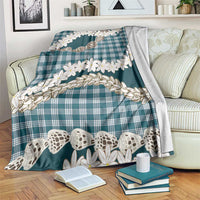 Dark Cyan Hawaii Tiare and Shell Lei Blanket Hawaiian Palaka Luxury Vibes - Polynesian Pride