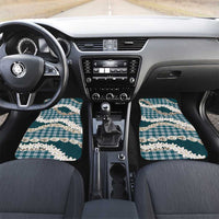 Dark Cyan Hawaii Tiare and Shell Lei Car Mats Hawaiian Palaka Luxury Vibes LT14 Set 2pcs - Front Dark Cyan - Polynesian Pride