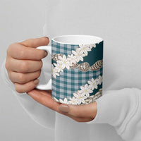 Dark Cyan Hawaii Tiare and Shell Lei Ceramic Mug Hawaiian Palaka Luxury Vibes - Polynesian Pride