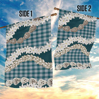 Dark Cyan Hawaii Tiare and Shell Lei Garden Flag Hawaiian Palaka Luxury Vibes LT14 - Polynesian Pride