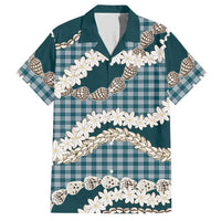 Dark Cyan Hawaii Tiare and Shell Lei Hawaiian Shirt Hawaiian Palaka Luxury Vibes LT14 Dark Cyan - Polynesian Pride