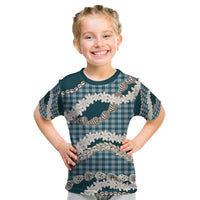 Dark Cyan Hawaii Tiare and Shell Lei Kid T Shirt Hawaiian Palaka Luxury Vibes - Polynesian Pride