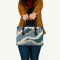 Dark Cyan Hawaii Tiare and Shell Lei Leather Bag Hawaiian Palaka Luxury Vibes - Polynesian Pride