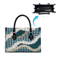 Dark Cyan Hawaii Tiare and Shell Lei Leather Bag Hawaiian Palaka Luxury Vibes - Polynesian Pride