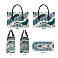 Dark Cyan Hawaii Tiare and Shell Lei Leather Bag Hawaiian Palaka Luxury Vibes - Polynesian Pride