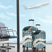 Dark Cyan Hawaii Tiare and Shell Lei Luggage Cover Hawaiian Palaka Luxury Vibes - Polynesian Pride