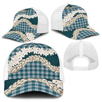 Dark Cyan Hawaii Tiare and Shell Lei Mesh Trucker Cap Hawaiian Palaka Luxury Vibes - Polynesian Pride