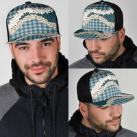 Dark Cyan Hawaii Tiare and Shell Lei Mesh Trucker Cap Hawaiian Palaka Luxury Vibes - Polynesian Pride