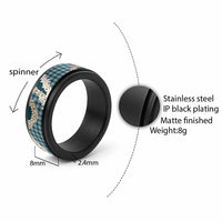 Dark Cyan Hawaii Tiare and Shell Lei Spinner Ring Hawaiian Palaka Luxury Vibes LT14 - Polynesian Pride