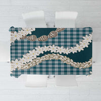 Dark Cyan Hawaii Tiare and Shell Lei Tablecloth Hawaiian Palaka Luxury Vibes - Polynesian Pride