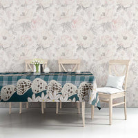 Dark Cyan Hawaii Tiare and Shell Lei Tablecloth Hawaiian Palaka Luxury Vibes - Polynesian Pride