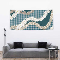 Dark Cyan Hawaii Tiare and Shell Lei Tapestry Hawaiian Palaka Luxury Vibes - Polynesian Pride