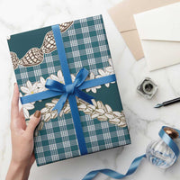 Dark Cyan Hawaii Tiare and Shell Lei Wrapping Paper Hawaiian Palaka Luxury Vibes - Polynesian Pride