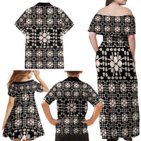 Aloha Hawaii Shell Quilt Family Matching Off Shoulder Maxi Dress and Hawaiian Shirt Seamless Style - Polynesian Pride