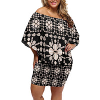 Aloha Hawaii Shell Quilt Family Matching Off Shoulder Short Dress and Hawaiian Shirt Seamless Style - Polynesian Pride