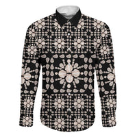 Aloha Hawaii Shell Quilt Family Matching Short Sleeve Bodycon Dress and Hawaiian Shirt Seamless Style LT14 Dad's Shirt - Long Sleeve Black - Polynesian Pride